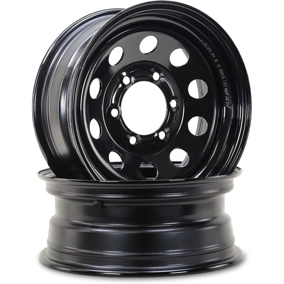 LIBRA 15 x 6 Trailer Wheels 6 Lug on 5.5" Bolt Pattern Black Mod, Set 2-17010
