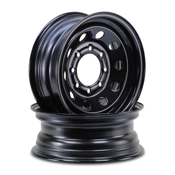 LIBRA 16 x 6 Heavy Duty Trailer Wheels 8 Lug on 6.5" Bolt Pattern 4400lbs LCC Black Mod, Set 2-17061