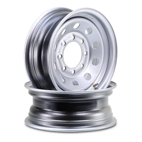 LIBRA 16 x 6 Heavy Duty Trailer Wheels 8 Lug on 6.5" Bolt Pattern 4400lbs LCC Silver Mod, Set 2-17060