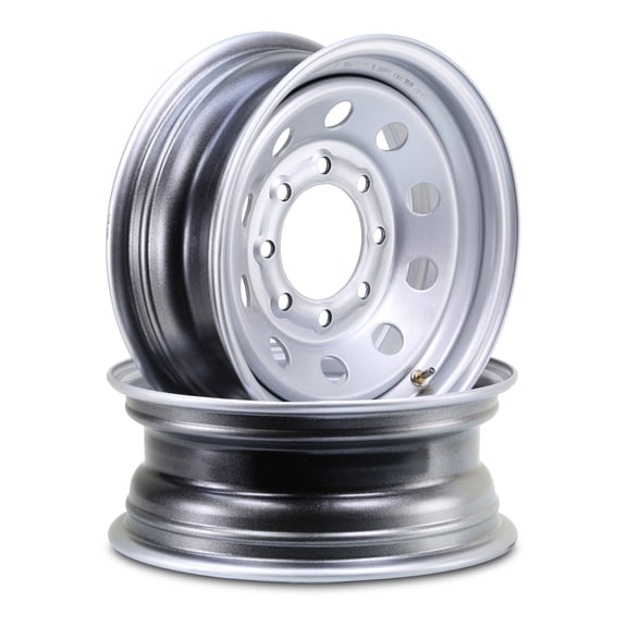 LIBRA 16 x 6 Heavy Duty Trailer Wheels 8 Lug on 6.5" Bolt Pattern 4400lbs LCC Silver Mod, Set 2-17060