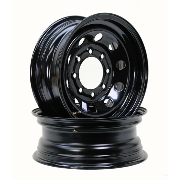LIBRA 16 x 6 Trailer Wheels 8 Lug on 6.5" Bolt Pattern Black Mod, Set 2-17025