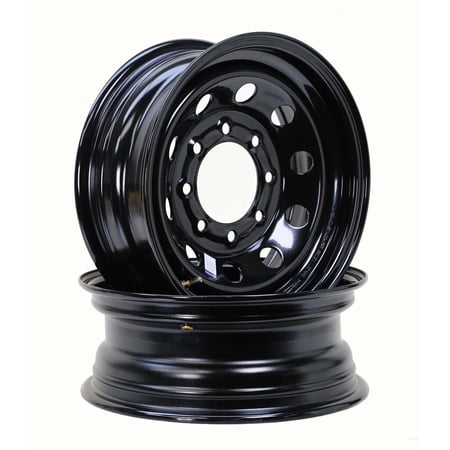 LIBRA 16 x 6 Trailer Wheels 8 Lug on 6.5" Bolt Pattern Black Mod, Set 2-17025