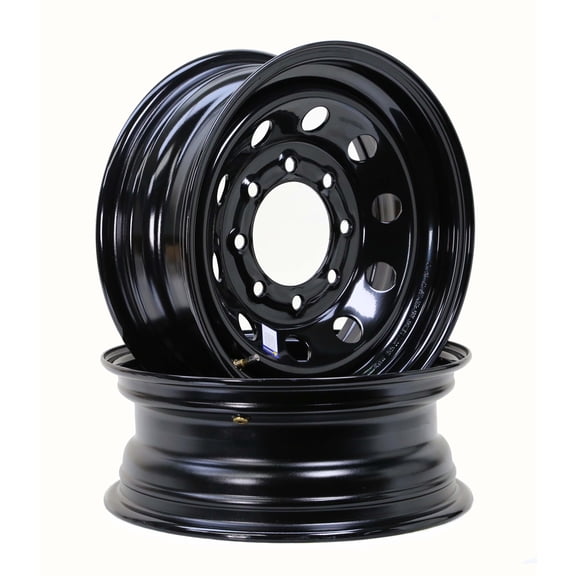 LIBRA 16 x 6 Trailer Wheels 8 Lug on 6.5" Bolt Pattern Black Mod, Set 2-17025
