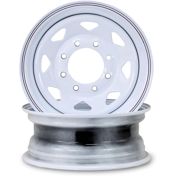 LIBRA 16 x 6 Trailer Wheels 8 Lug on 6.5" Bolt Pattern White Spoke, Set 2-17016