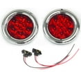 thumbnail image 1 of LIBRA (2) Red 10 LED 4" Round Truck Trailer Brake Stop Turn Tail Lights Surface Mount w/Chrome Bezel, 1 of 2