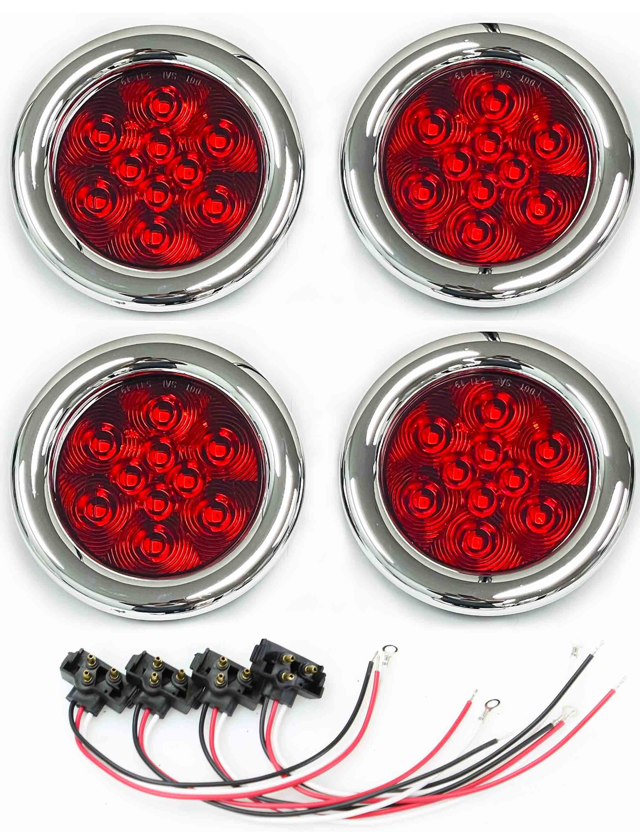 Led Stop Tail Turn Lights 4 In. Submersible LED Stop/Turn Trailer Tail Light 3 In Round Led Trailer Lights