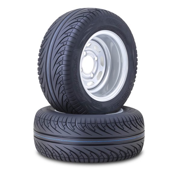 LIBRA Golf Cart Tire & Wheel 205/50-10 with Silver Wheel 4x4" PCD ET-15.5 offset-14037, Set 2