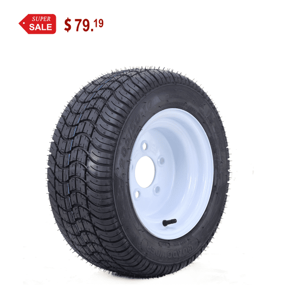 LIBRA Golf Cart Tire Wheel Assembly 205/50-10 4-Ply with 5 Lugs on 4.5" PCD White Wheel -14002