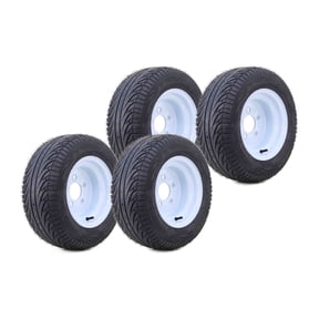 LIBRA Golf Cart Tire Wheel Assembly 205/50-10 on White Steel Wheel 5 Lugs on 4.5" PCD, Set 4 -14037
