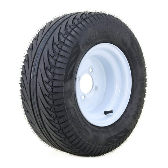 LIBRA Golf Cart Tire Wheel Assembly 205/65-10 on White Steel Wheel 4 Lugs on 4" PCD -14040