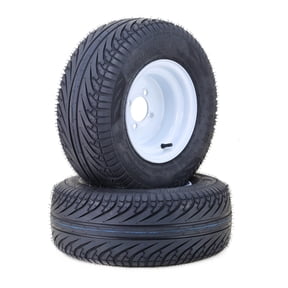 LIBRA Golf Cart Tire Wheel Assembly 205/65-10 on White Steel Wheel 4 Lugs on 4" PCD, Set 2 -14040