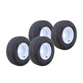 LIBRA Golf Cart Tire Wheel Assembly 205/65-10 on White Steel Wheel 4 Lugs on 4" PCD, Set 4 -14040