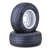 LIBRA Golf Cart Tire & Wheel Assembly 205/65-10 with 4x4" PCD ET-15.5 offset Silver Wheel-14040,SET 2