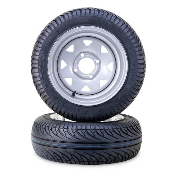 LIBRA Golf Cart Tire Wheel Assembly 215/40-12 with Silver Wheel 4x4" PCD ET-25.4 Offset 14005, Set 2