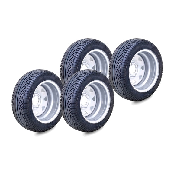 LIBRA Golf Cart Tire Wheel Assembly 215/40-12 with Silver Wheel 4x4" PCD ET-25.4 Offset 14005, Set 4