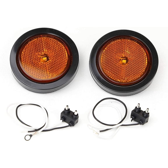 LIBRA Set 2 Amber 2-1/2" Round SMD LED Submersible Trailer Marker Lights w Reflector Lense -24059