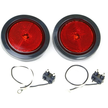 LIBRA Set 2 Red 2-1/2" Round SMD LED Submersible Trailer Marker Lights w Reflector Lens -24058