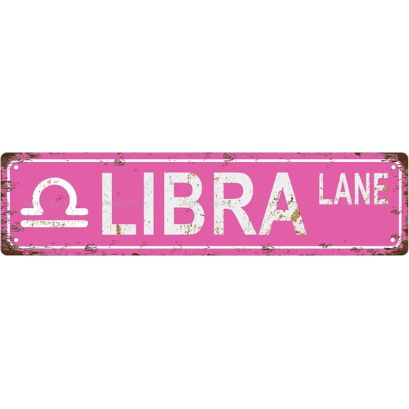 LIBRA Star Sign Zodiac Sign Vintage Metal Tin Sign, Street Sign, Home Decor, Room Decor, Wall Decor, Bathroom Decor, Bar Decor, Cafe Decor, Garage Decor, 16 x 4 Inch