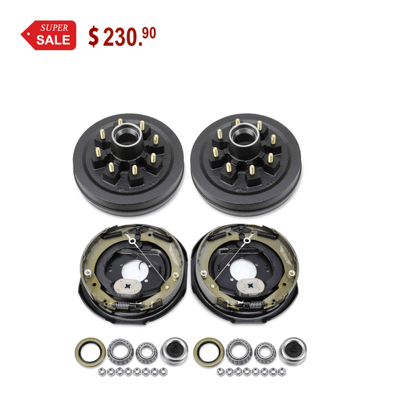 LIBRA Trailer Hub Drum Kits 8 on 6.5" B.C. w/ 12"x2" Self Adjusted Electric Brakes for 7000 Lbs Axle