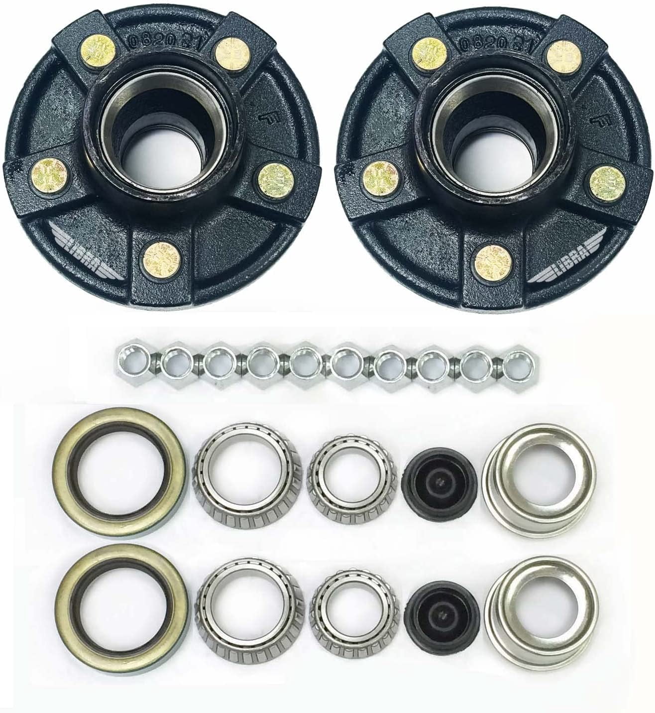 Set of 2 Trailer Idler Hub Kits 5 on 5" for 3500 lbs Axle - 22018K