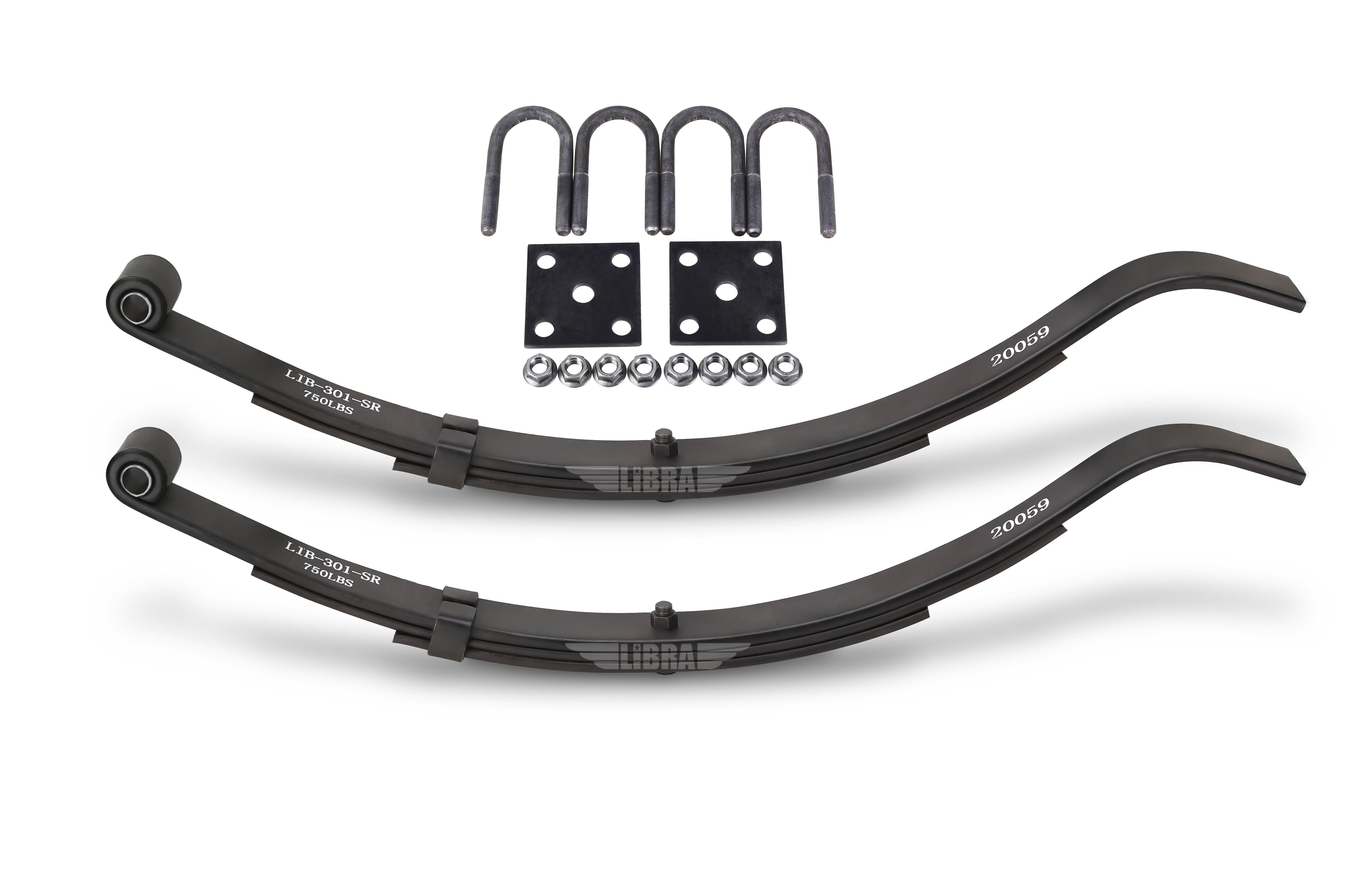 LIBRA Trailer Leaf Spring 3 Leaf Slipper 750lbs Cap for 1500lbs Axle & U Bolt Kit