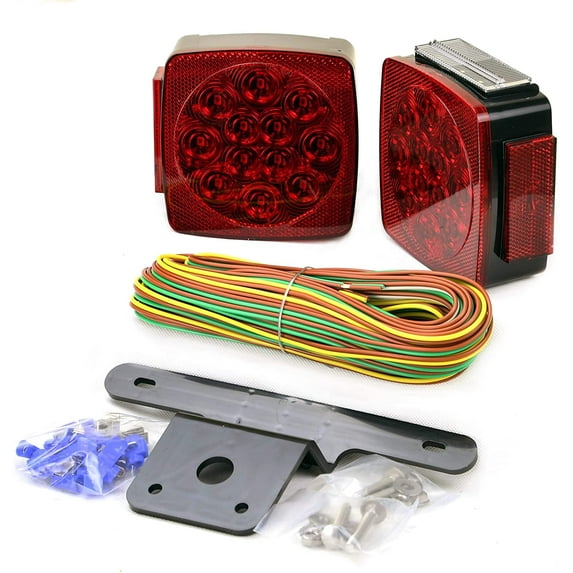 LIBRA Trailer Slim LED Submersible Square Tail/Side Light Kit for Under 80" Wide Trailer