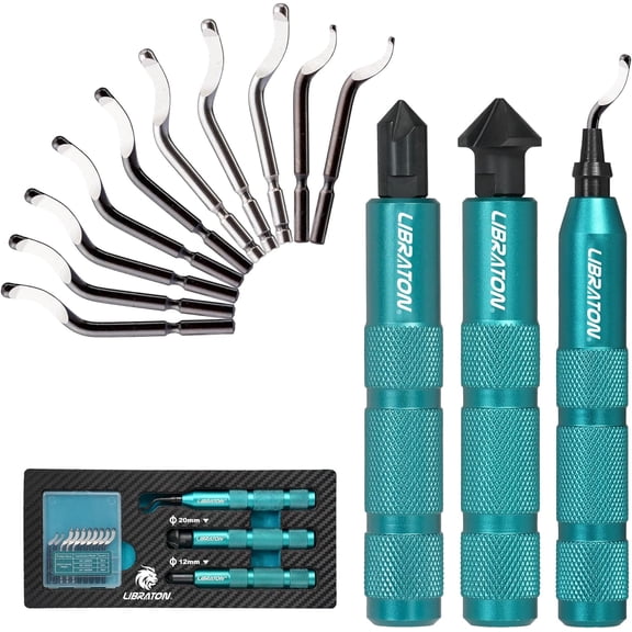 Deburring Tool, Countersink Hand Reamers, with 10 HSS Blades, 360 Degree Swivel Deburring Tool for Metal, Resin, PVC, Copper, Plastic, Wood, Deburring Tool 3d Printing, Chamfering Reamer Tool