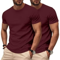LIBRCLO 2-Pack Men's and Big Men's Shirts Short Sleeve Workout T Shirts Breathable Comfort Crewneck Tee for Gym Running Athletic, Wine 4XL