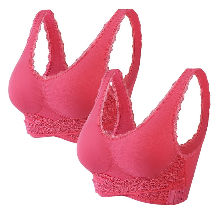 2 Pack of Kendally Bra,Kendally Bras for Older Women,Kendally Bras for Woman,Comfy  Corset Bra Front Cross Side Buckle Lace Bras Watermelon Red : :  Fashion