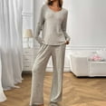 thumbnail image 1 of LIBRCLO 2PC Pajama Sets for Women V-Neck Long Sleeve Top with Lounge Pants, Comfortable Home Wear Set, 1 of 7