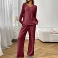 thumbnail image 1 of LIBRCLO 2PC Pajama Sets for Women V-Neck Long Sleeve Top with Lounge Pants, Comfortable Home Wear Set, 1 of 6