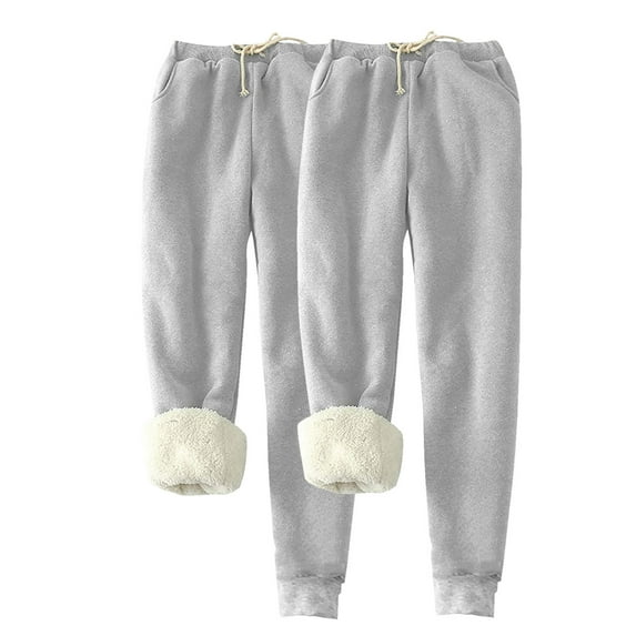 LIBRCLO 2PC Sweatpants for Women with Pockets Fleece Fashion Loose Casual Warm Elastic Waist Bottom Fall Winter Solid Color Jogger Pants