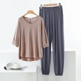 thumbnail image 1 of LIBRCLO 2PC Womens Modal Pajama Sets Short Sleeve V-Neck Pocket Top & Elastic Waist Pants, Soft Breathable Loungewear Outfit, 1 of 5