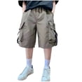 thumbnail image 1 of LIBRCLO Boys Cargo Shorts Size 11 Years Classic Fit Athletic Thin Quick Dry Shorts with Multiple Pockets Army Green, 1 of 4