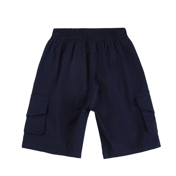 LIBRCLO Boys Cargo Shorts Size 12 Years Elastic Waist Thin Durable Quick Dry Athletic Shorts with Pockets Dark Blue