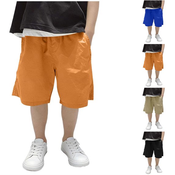 LIBRCLO Kids Shorts for Boys Size 5-6 Years Casual Summer Beach Pants Thin Breathable Quick Dry Athletic Shorts with Pockets Orange