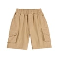 thumbnail image 1 of LIBRCLO Boys Cargo Shorts Size 5 Years Elastic Waist Thin Durable Quick Dry Athletic Shorts with Pockets Khaki, 1 of 7