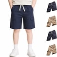 thumbnail image 1 of LIBRCLO Boys Shorts Elastic Waist Drawstring Casual Breathable Quick Dry Cargo Shorts Size 6 Years with Multiple Pockets Navy, 1 of 5