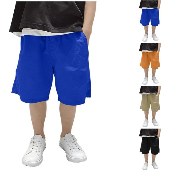 LIBRCLO Kids Shorts for Boys Size 7-8 Years Casual Summer Beach Pants Thin Breathable Quick Dry Athletic Shorts with Pockets Blue