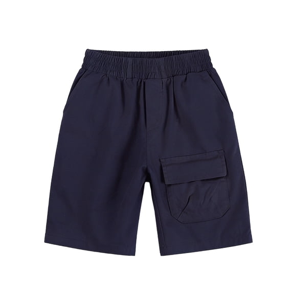 LIBRCLO Boys Cargo Shorts Size 8 Years Elastic Waist Thin Durable Quick Dry Athletic Shorts with Pockets Dark Blue