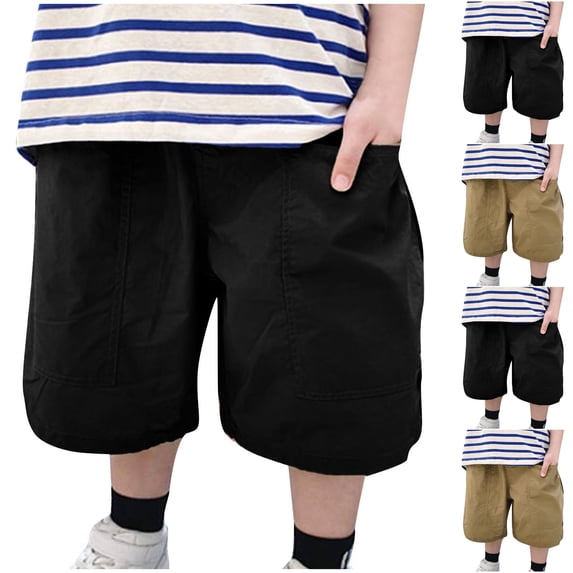 LIBRCLO Boys Cargo Shorts Size 9 Years Athletic Thin Durable Quick Dry Shorts with Pockets Black