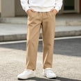 thumbnail image 1 of LIBRCLO Boys Fleece‑Lined Pants, Warm Solid Cotton Casual Uniform Straight Leg Trousers with Pockets Size 3-14, 1 of 8
