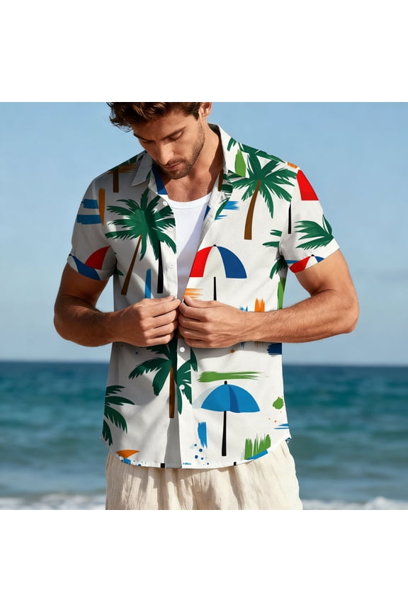 Button Down Shirts for Men Short Sleeve Pattern Printing Shirts Sumtumn Hawaiian Tops