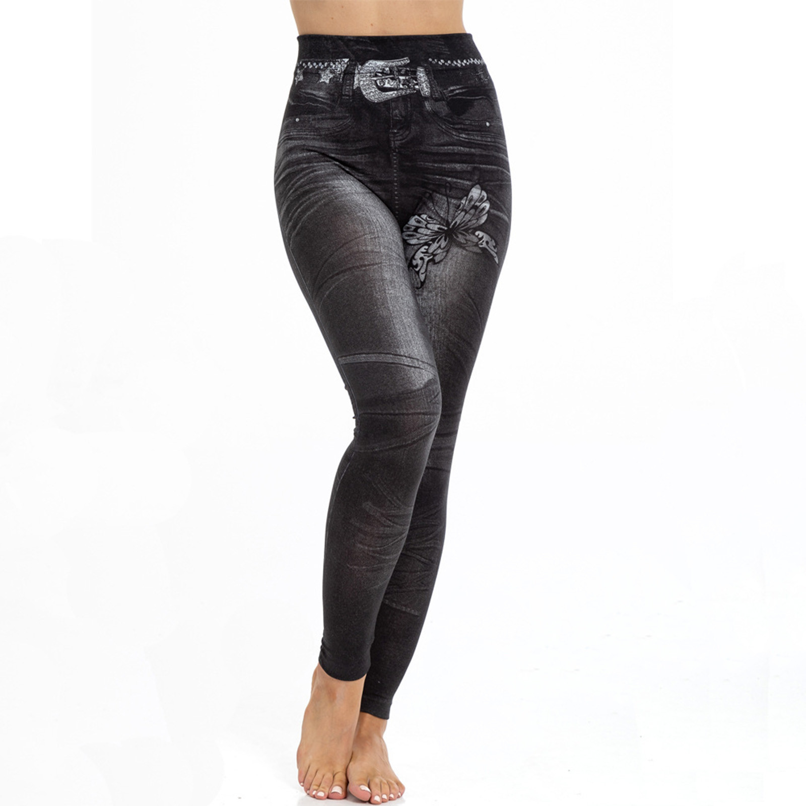 LIBRCLO Capri Jeans for Women Stretch High Waisted Distressed Denim