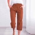 thumbnail image 1 of LIBRCLO Linen Capri Pants for Women Drawstring Elastic Waist Summer Pants with Pockets Straight Leg Loose Casual Trouser, 1 of 5
