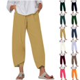 thumbnail image 1 of LIBRCLO Capri Pants for Women Casual Drawstring Elastic Waist Pants with Pockets Solid Summer Fashion Trousers, 1 of 6