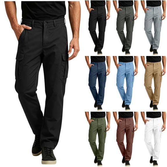 LIBRCLO Cargo Pants for Men, Straigh Leg School Uniform Pants, Golf Casual Business Trousers with Pockets