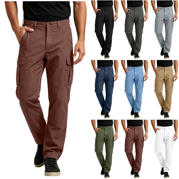 LIBRCLO Cargo Pants for Men, Straigh Leg School Uniform Pants, Golf Casual Business Trousers with Pockets