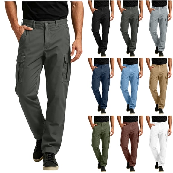 LIBRCLO Cargo Pants for Men, Straigh Leg School Uniform Pants, Golf Casual Business Trousers with Pockets
