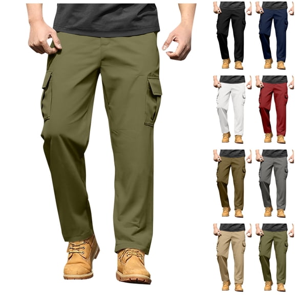 LIBRCLO Cargo Pants for Men Relaxed Fit Loose Casual Trousers with Multi Pockets Outdoor Straight Leg Workwear Pants